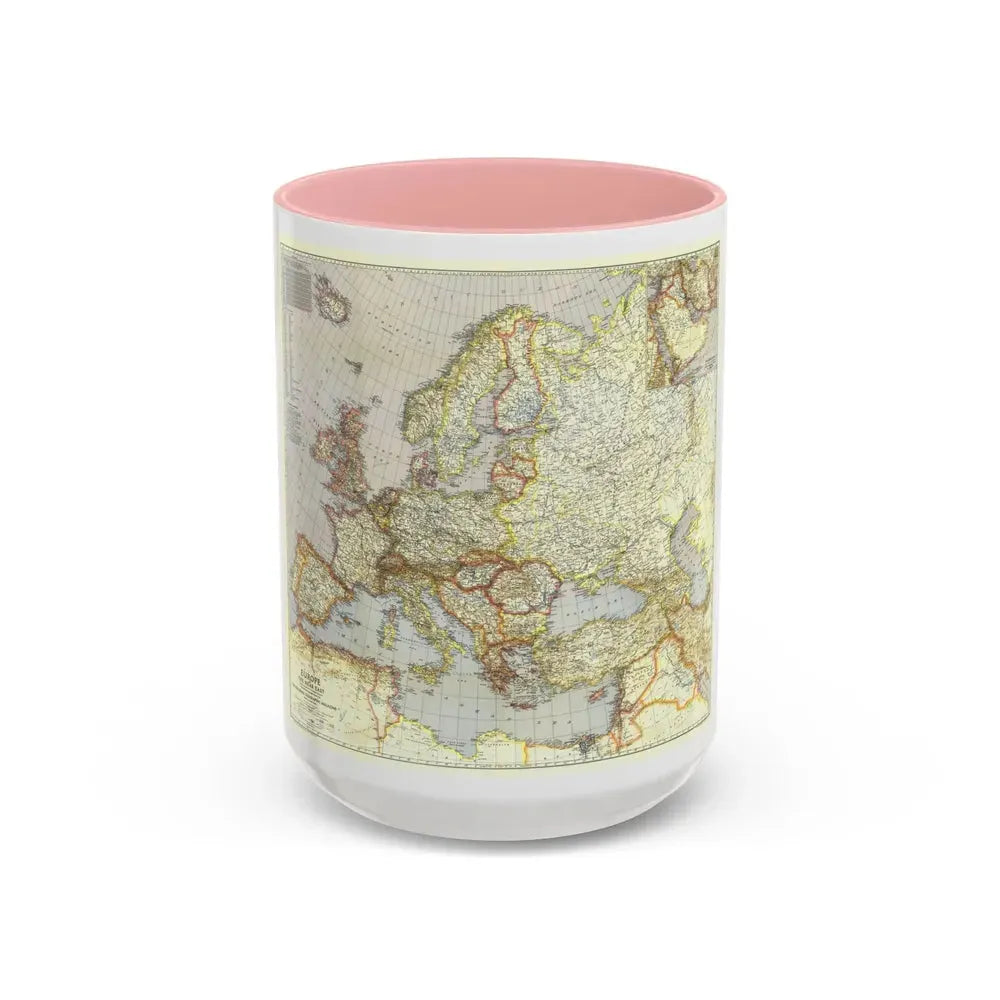 Europe and the Near East (1940) (Map) Accent Coffee Mug 15oz Pink - Go Mug Yourself
