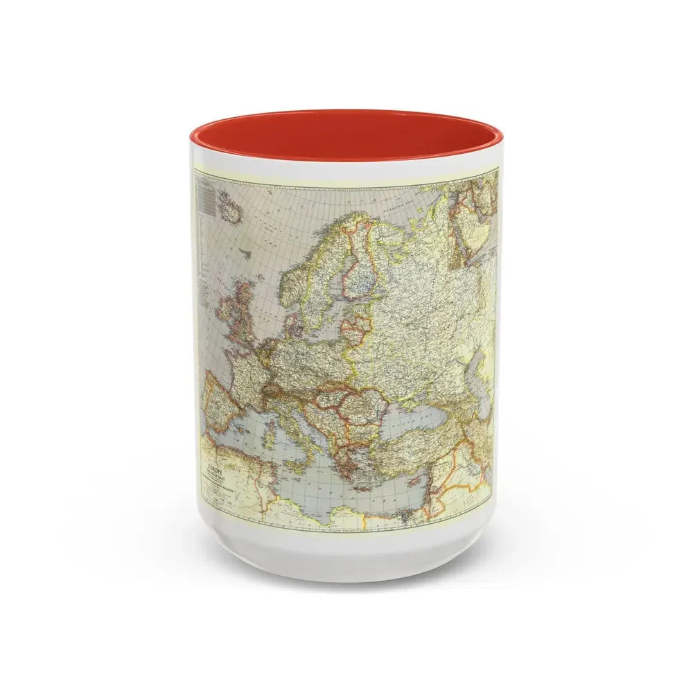Europe and the Near East (1940) (Map) Accent Coffee Mug 15oz Red - Go Mug Yourself