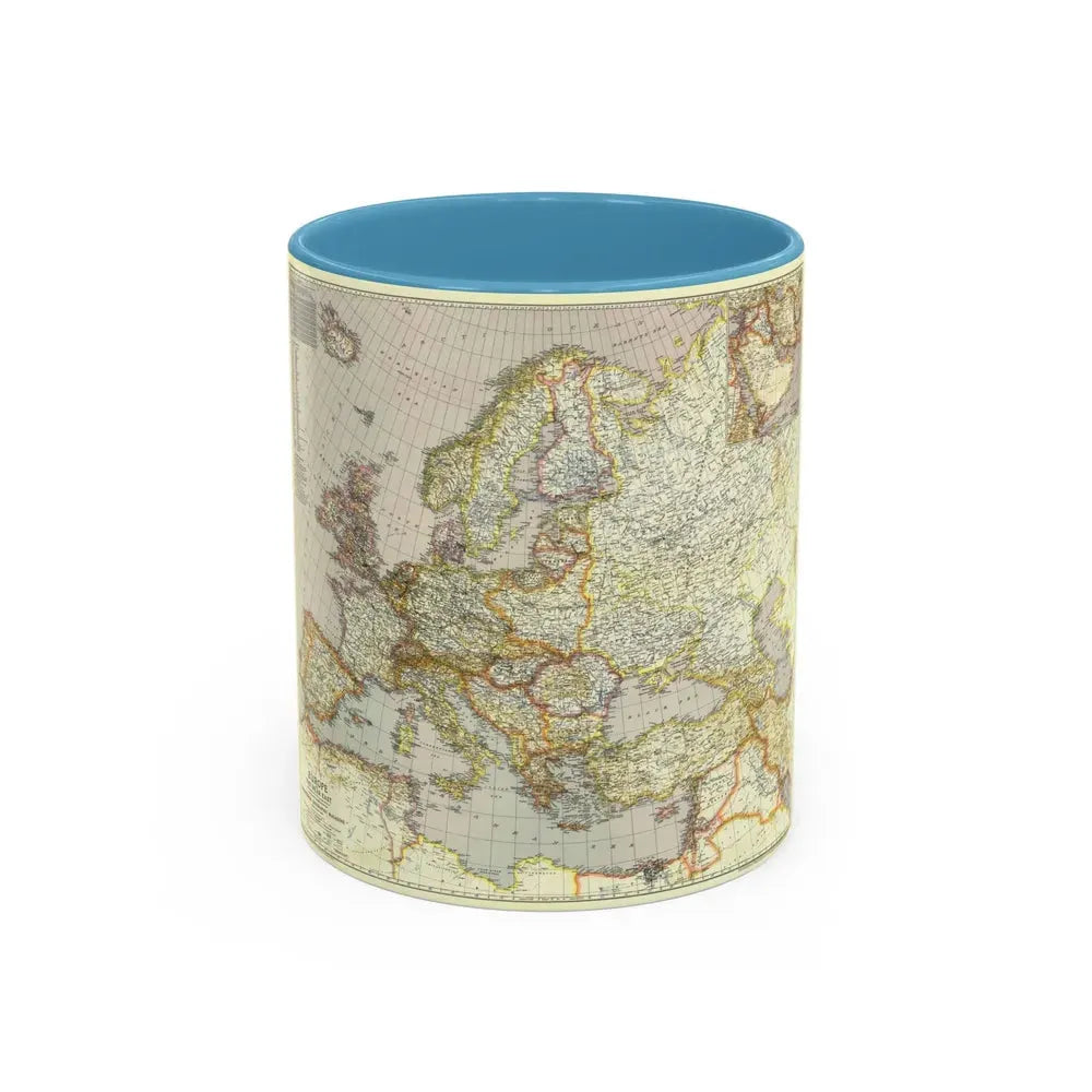 Europe and the Near East (1943) (Map) Accent Coffee Mug 11oz Light Blue - Go Mug Yourself