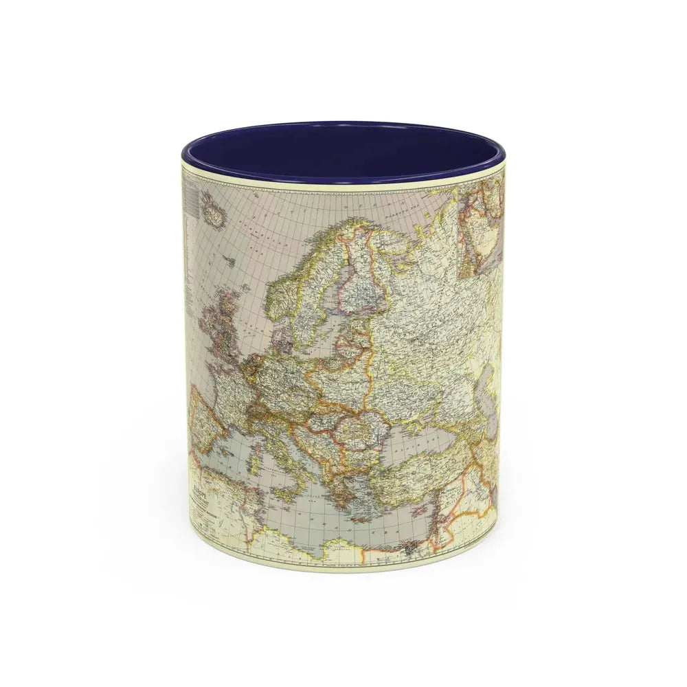 Europe and the Near East (1943) (Map) Accent Coffee Mug 11oz Navy - Go Mug Yourself