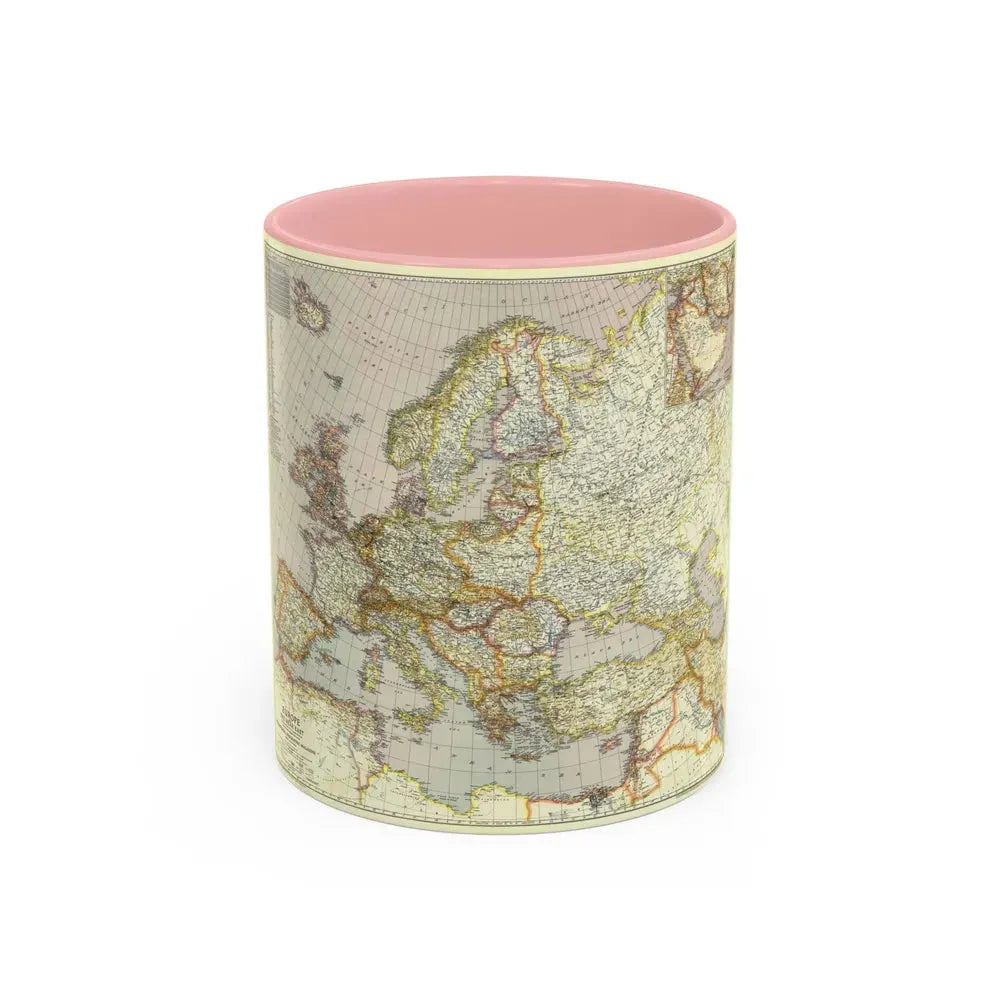 Europe and the Near East (1943) (Map) Accent Coffee Mug 11oz Pink - Go Mug Yourself