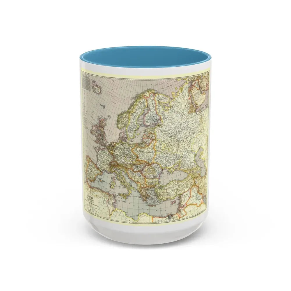 Europe and the Near East (1943) (Map) Accent Coffee Mug 15oz Light Blue - Go Mug Yourself
