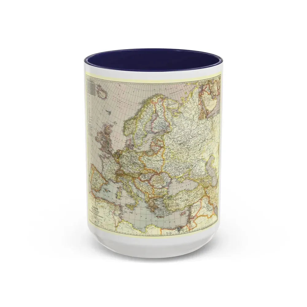 Europe and the Near East (1943) (Map) Accent Coffee Mug 15oz Navy - Go Mug Yourself