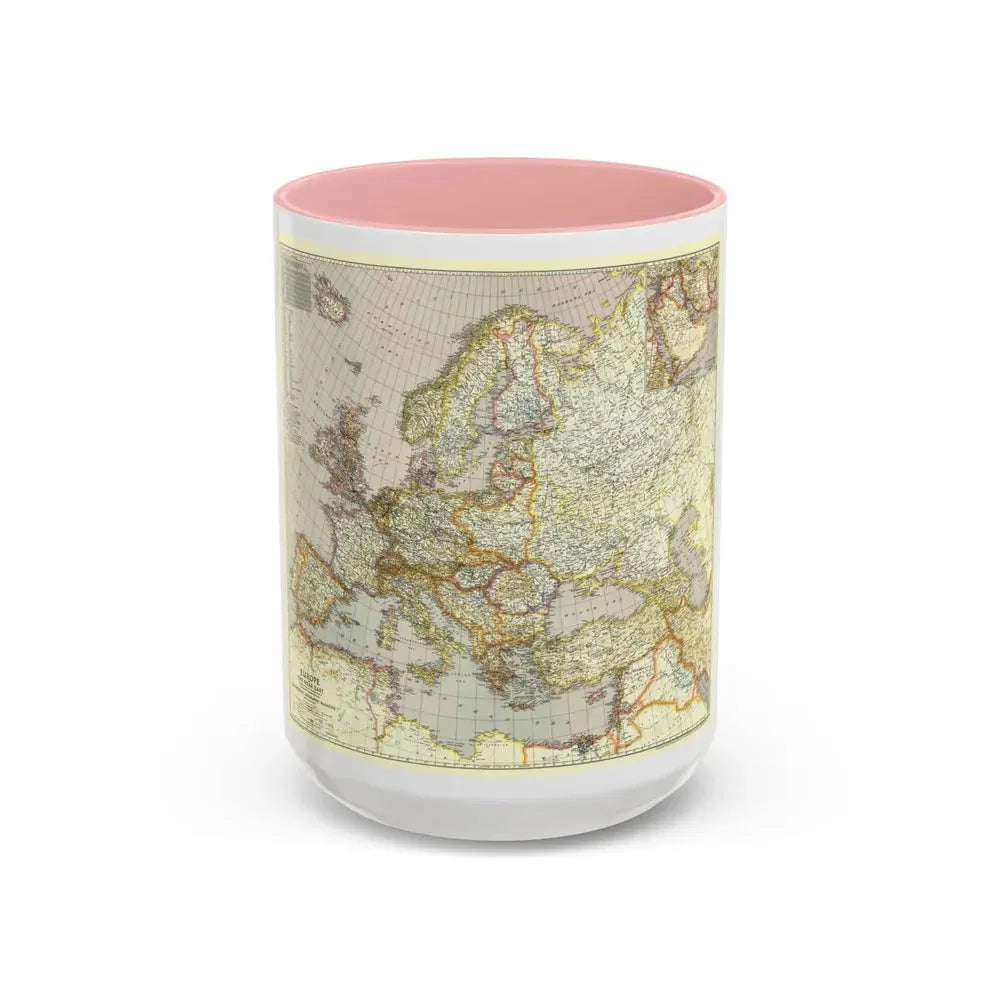 Europe and the Near East (1943) (Map) Accent Coffee Mug 15oz Pink - Go Mug Yourself