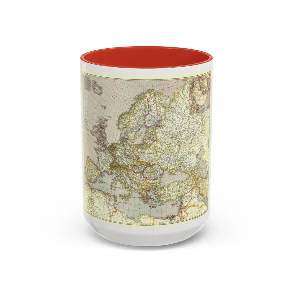 Europe and the Near East (1943) (Map) Accent Coffee Mug 15oz Red - Go Mug Yourself