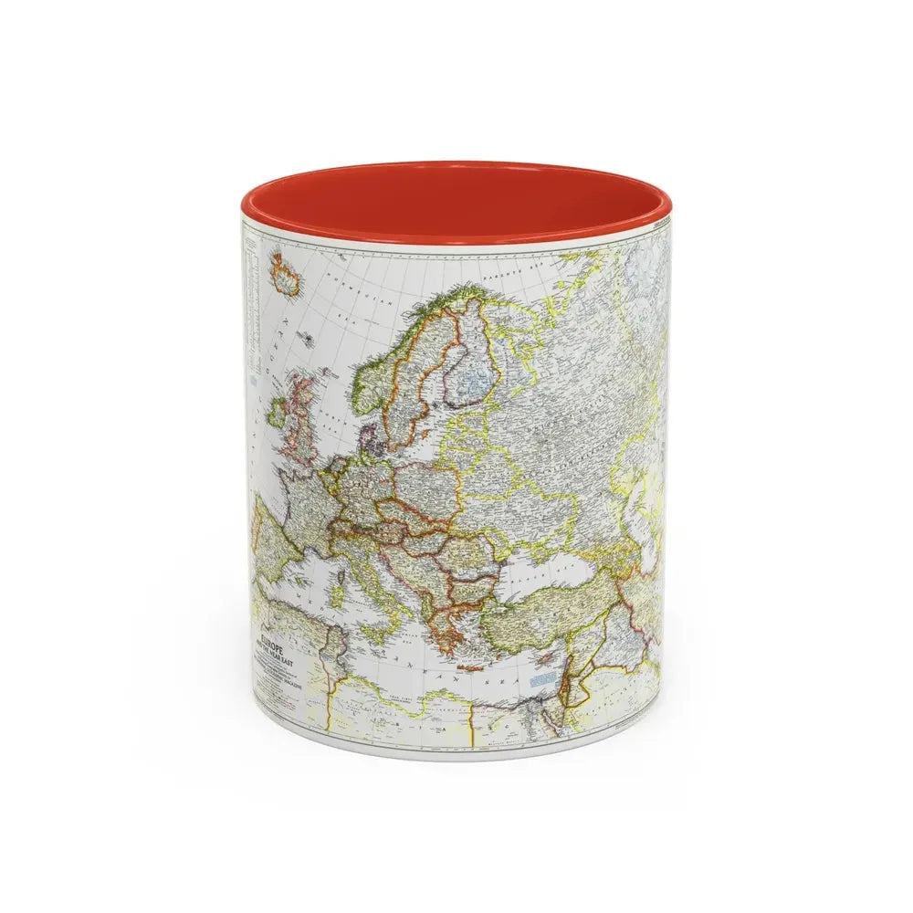 Europe and the Near East (1949) (Map) Accent Coffee Mug 11oz Red - Go Mug Yourself