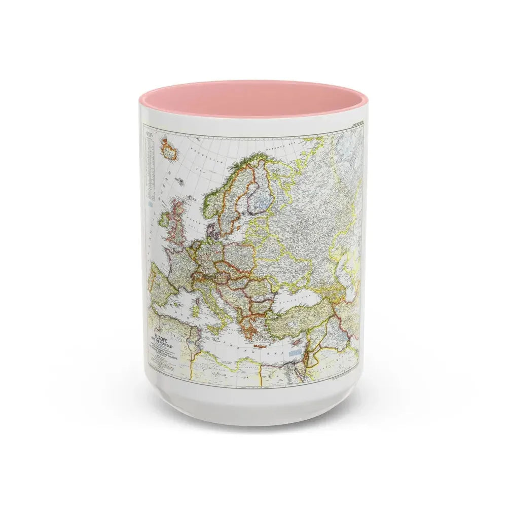 Europe and the Near East (1949) (Map) Accent Coffee Mug 15oz Pink - Go Mug Yourself