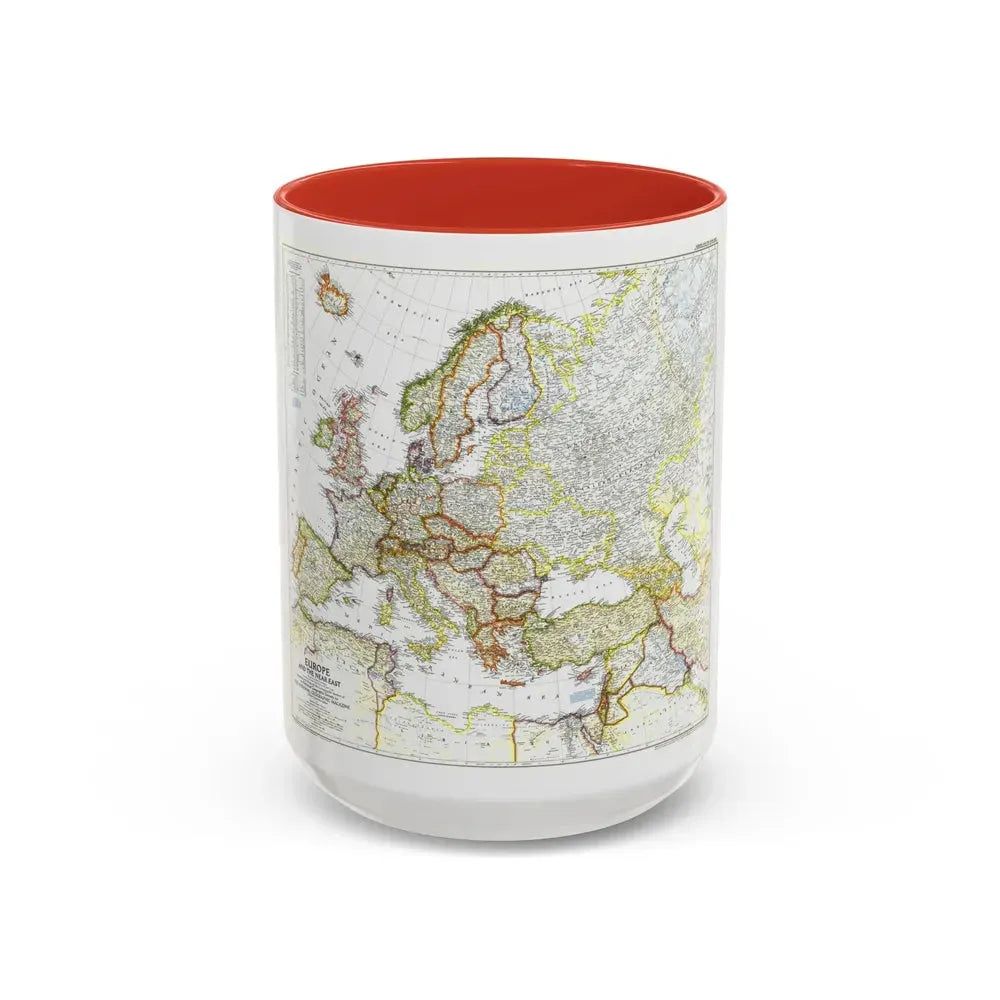 Europe and the Near East (1949) (Map) Accent Coffee Mug 15oz Red - Go Mug Yourself