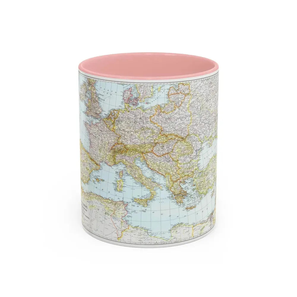 Europe, Central & Mediterranean Sept-1st (1939) (Map) Accent Coffee Mug 11oz Pink - Go Mug Yourself