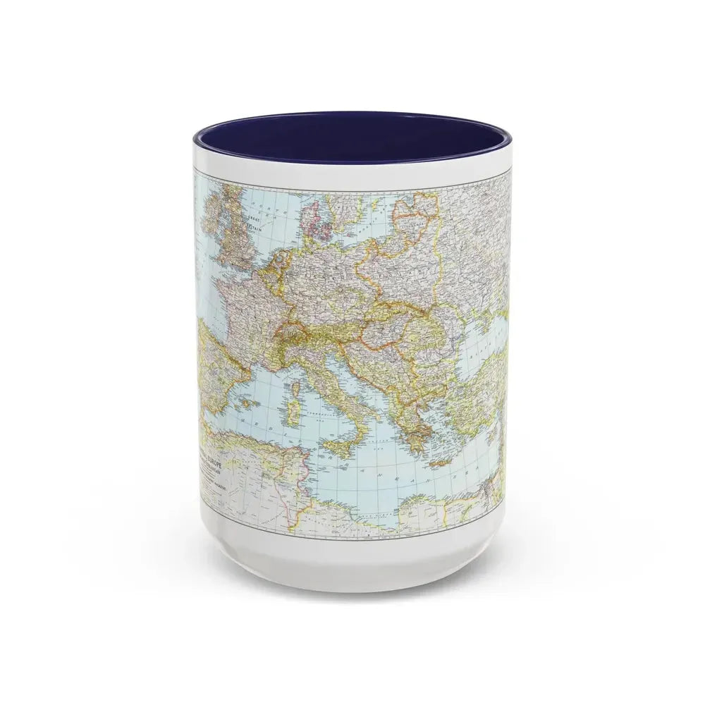 Europe, Central & Mediterranean Sept-1st (1939) (Map) Accent Coffee Mug 15oz Navy - Go Mug Yourself
