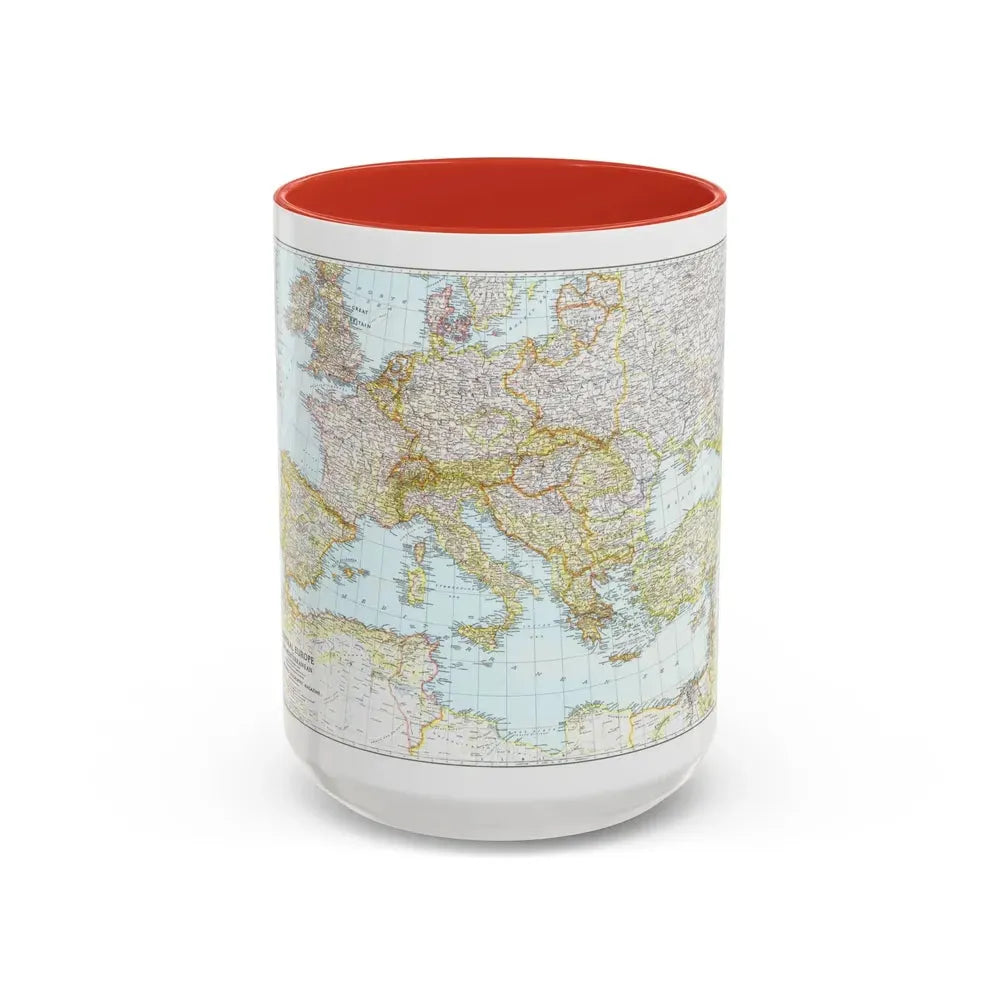 Europe, Central & Mediterranean Sept-1st (1939) (Map) Accent Coffee Mug 15oz Red - Go Mug Yourself