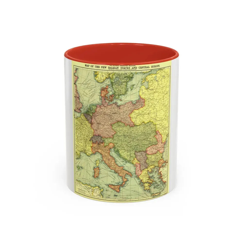 Europe, Central & the Balkan States (1915) (Map) Accent Coffee Mug 11oz Red - Go Mug Yourself