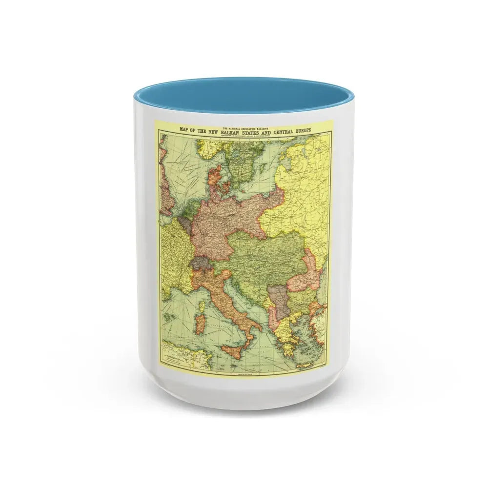 Europe, Central & the Balkan States (1915) (Map) Accent Coffee Mug 15oz Light Blue - Go Mug Yourself