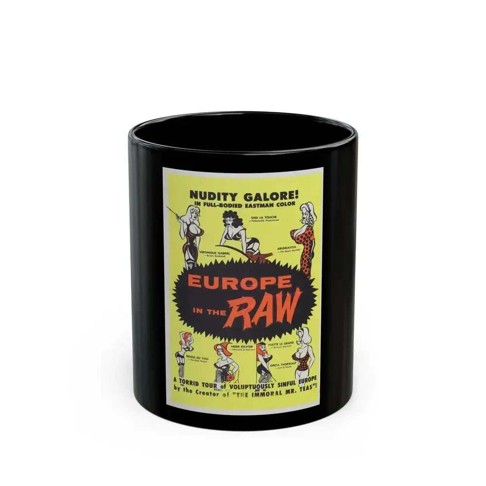 EUROPE IN THE RAW 1963 Movie Poster - Black Coffee Mug 11oz - Go Mug Yourself