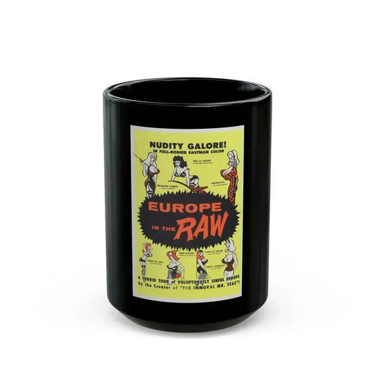 EUROPE IN THE RAW 1963 Movie Poster - Black Coffee Mug 15oz - Go Mug Yourself