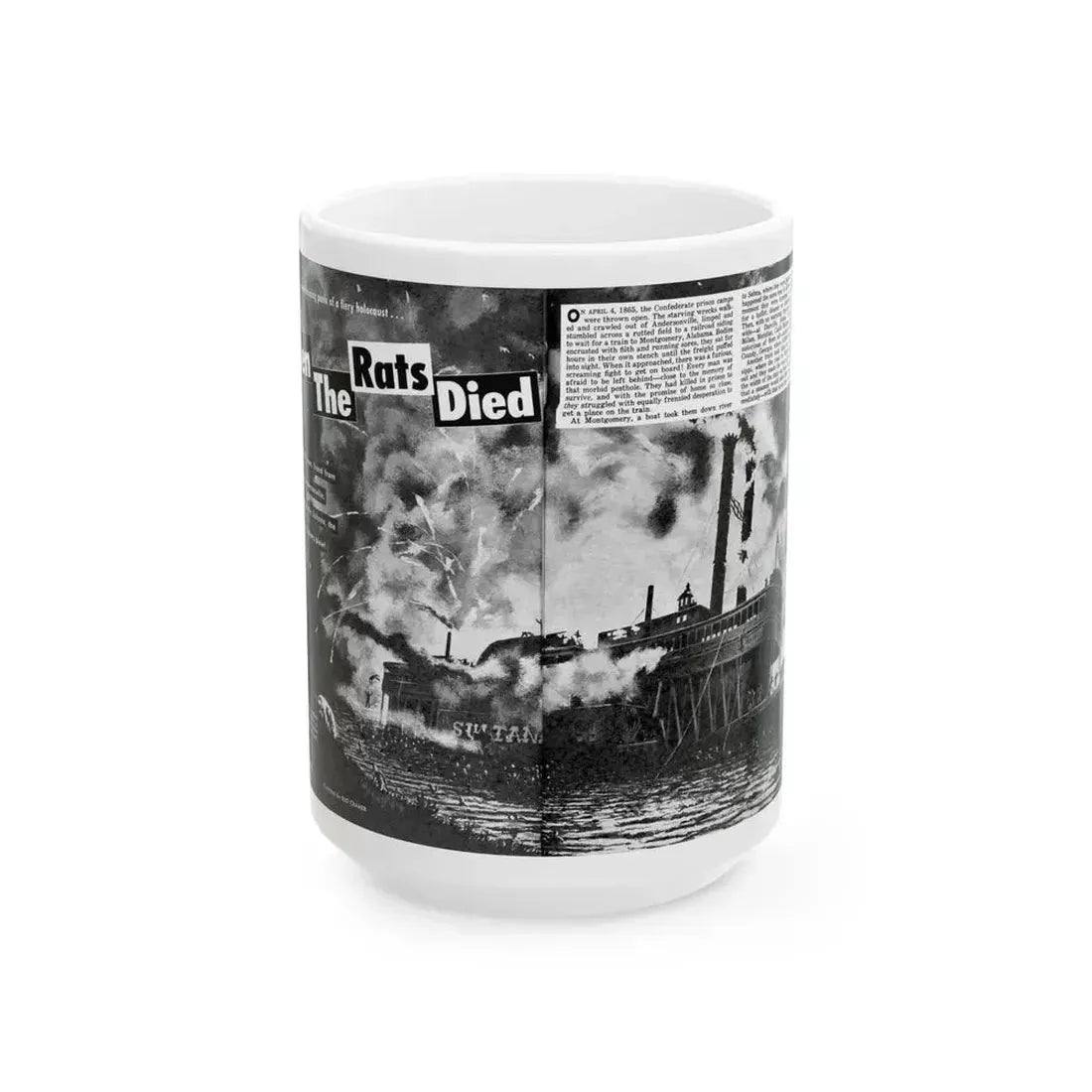 Even The Rats Died, Real Men magazine, December 1958 - White Coffee Mug 15oz - Go Mug Yourself