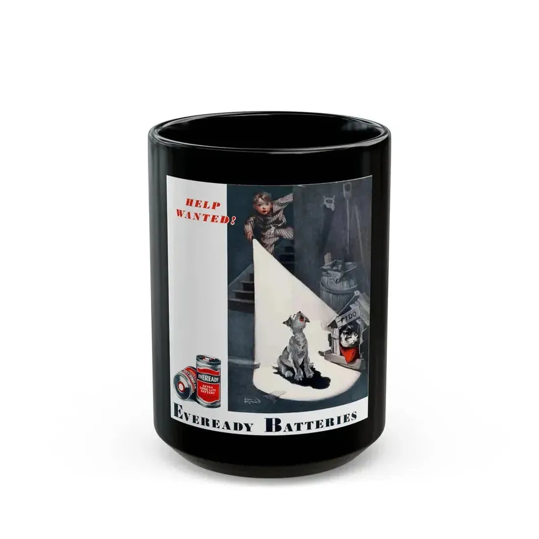Eveready Batteries advertisement - Black Coffee Mug 15oz - Go Mug Yourself