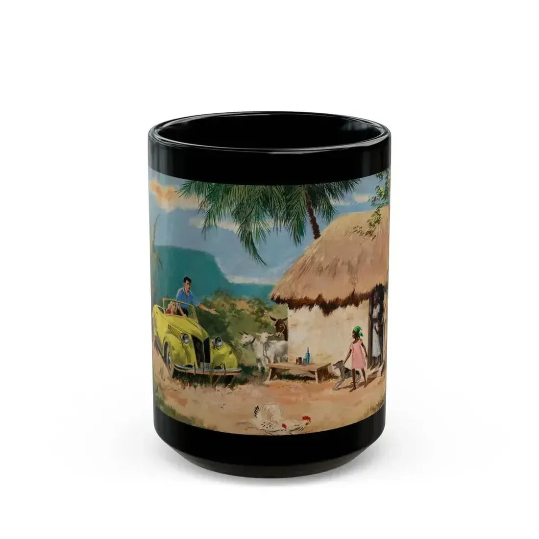 Everything Happens..,The Saturday Evening Post interior illustration - Black Coffee Mug 15oz - Go Mug Yourself