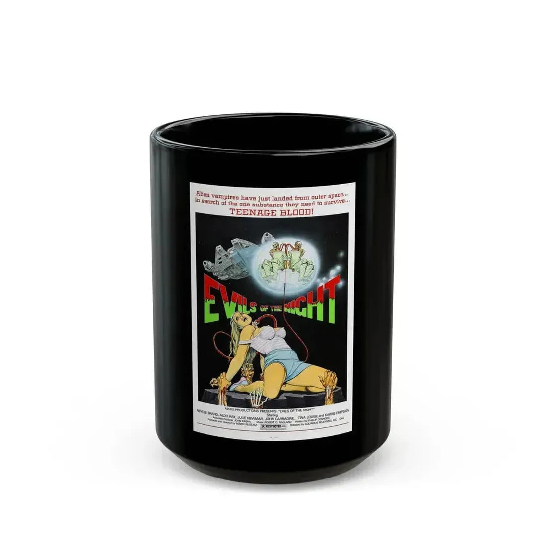EVILS OF THE NIGHT 1985 Movie Poster - Black Coffee Mug 15oz - Go Mug Yourself