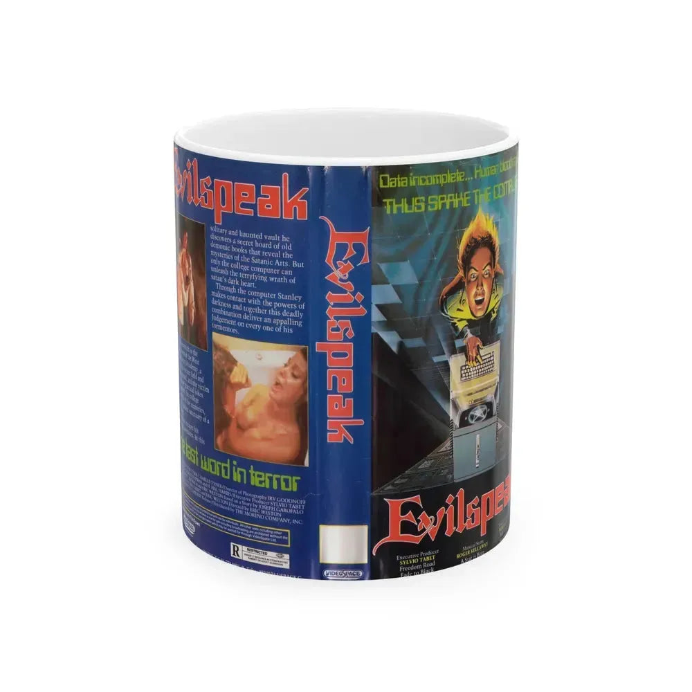 EVILSPEAK VERSION2 (VHS COVER) - White Coffee Mug 11oz - Go Mug Yourself