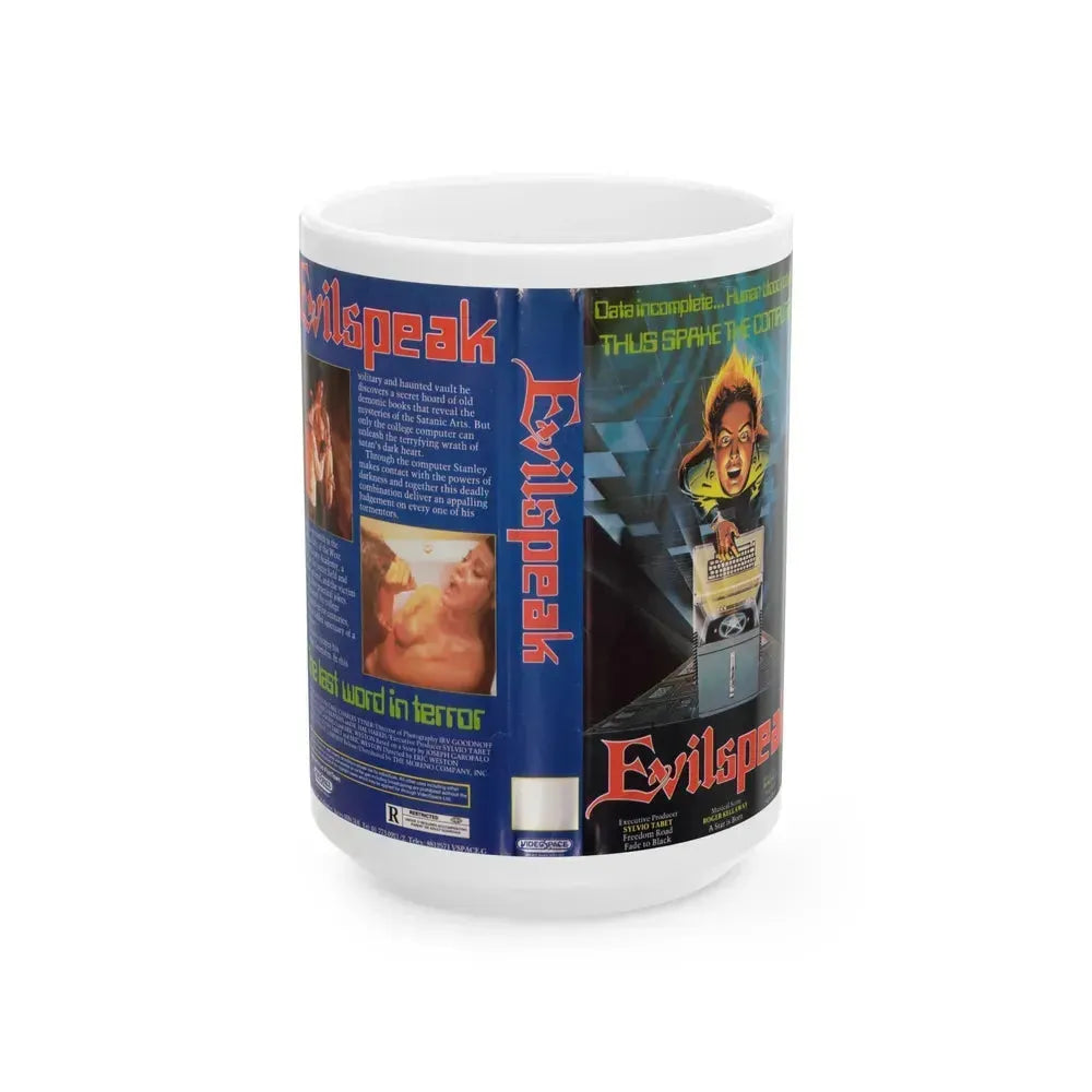 EVILSPEAK VERSION2 (VHS COVER) - White Coffee Mug 15oz - Go Mug Yourself