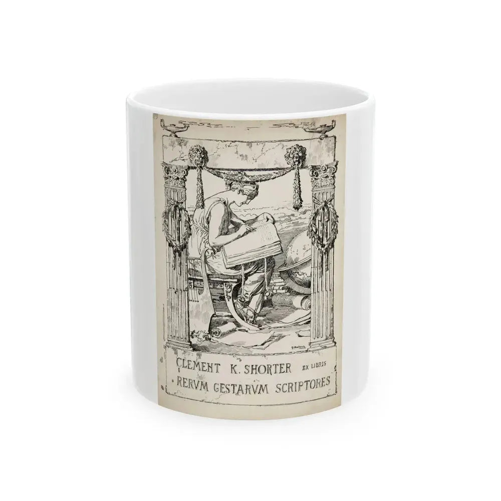 Ex Libris plate illustration - White Coffee Mug 11oz - Go Mug Yourself