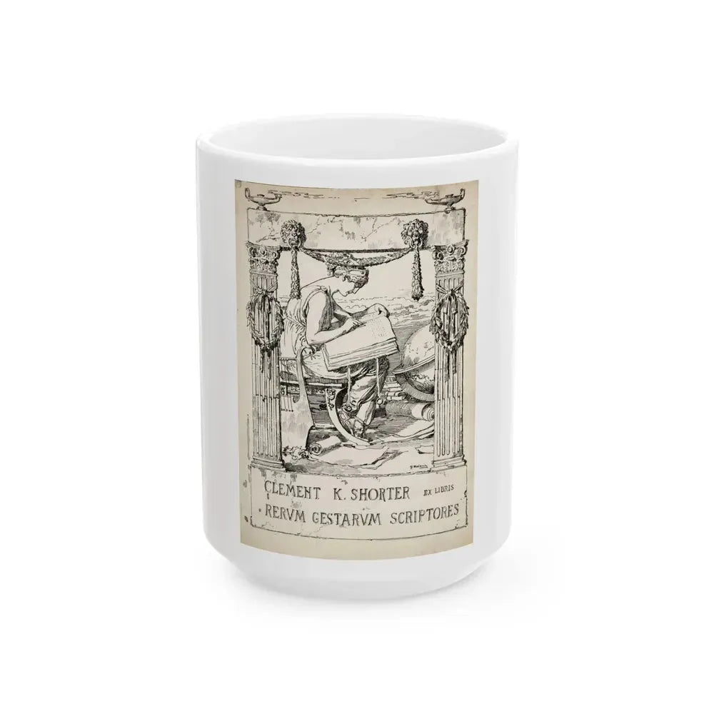 Ex Libris plate illustration - White Coffee Mug 15oz - Go Mug Yourself