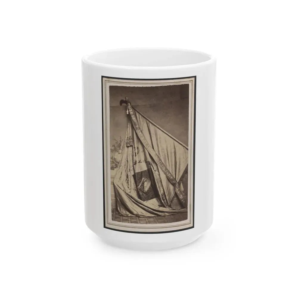 Excelsior Banner Awarded To The 50th Illinois Infantry Regiment As First Prize In A Drill Competition (U.S. Civil War) White Coffee Mug 15oz - Go Mug Yourself