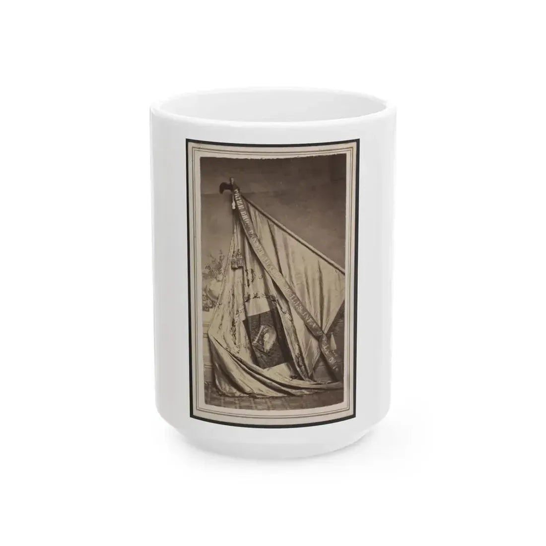 Excelsior Banner Awarded To The 50th Illinois Infantry Regiment As First Prize In A Drill Competition (U.S. Civil War) White Coffee Mug 15oz - Go Mug Yourself
