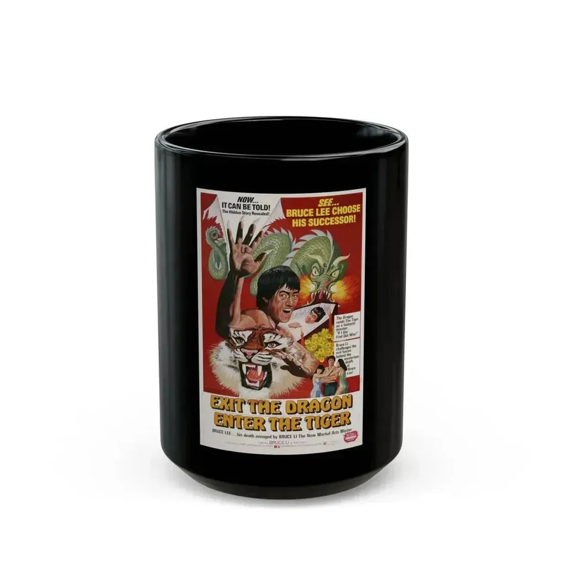 EXIT THE DRAGON ENTER THE TIGER 1976 Movie Poster - Black Coffee Mug 15oz - Go Mug Yourself