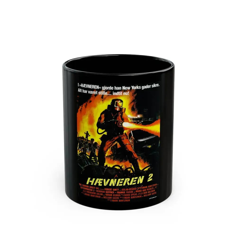 EXTERMINATOR II (DANISH) 1984 Movie Poster - Black Coffee Mug 11oz - Go Mug Yourself