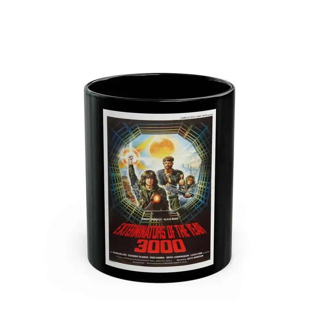 EXTERMINATORS OF THE YEAR 3000 1983 Movie Poster - Black Coffee Mug 11oz - Go Mug Yourself