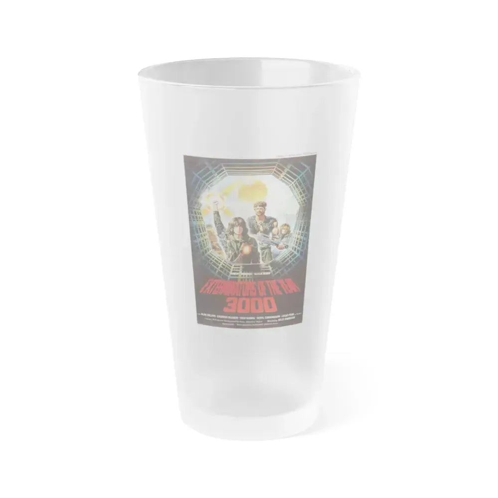 EXTERMINATORS OF THE YEAR 3000 1983 Movie Poster - Frosted Pint Glass 16oz 16oz Frosted - Go Mug Yourself