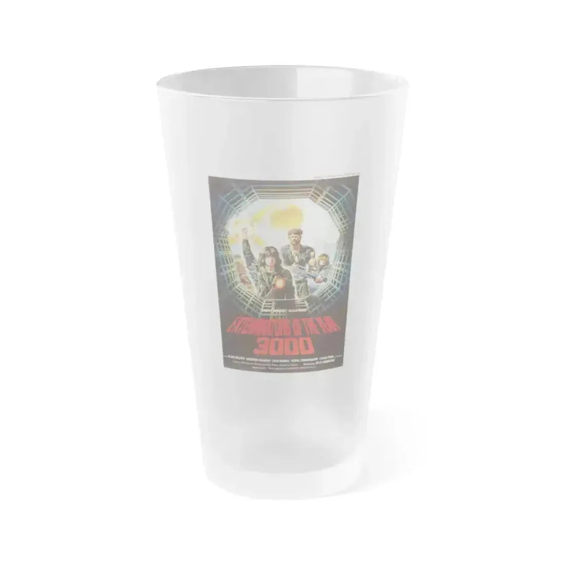 EXTERMINATORS OF THE YEAR 3000 1983 Movie Poster - Frosted Pint Glass 16oz 16oz Frosted - Go Mug Yourself