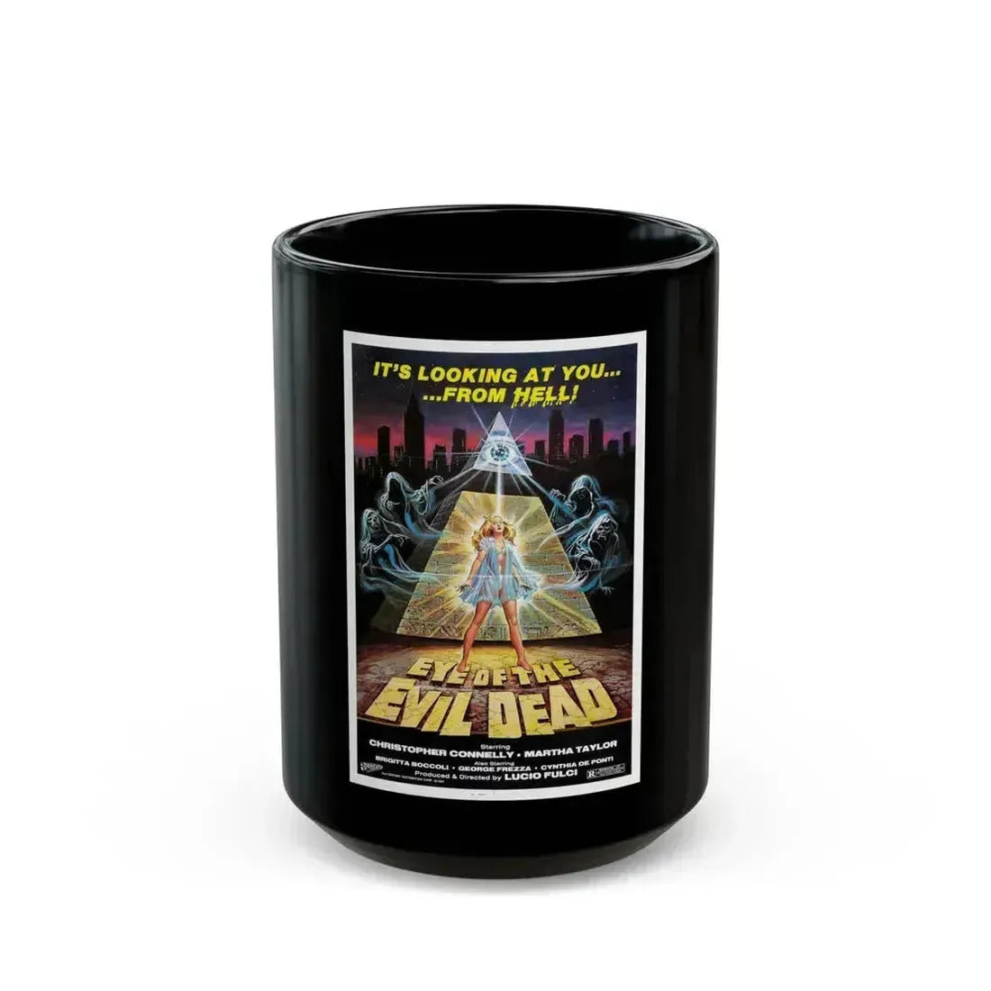 EYE OF THE EVIL DEAD (MANHATTAN BABY) 1982 Movie Poster - Black Coffee Mug 15oz - Go Mug Yourself