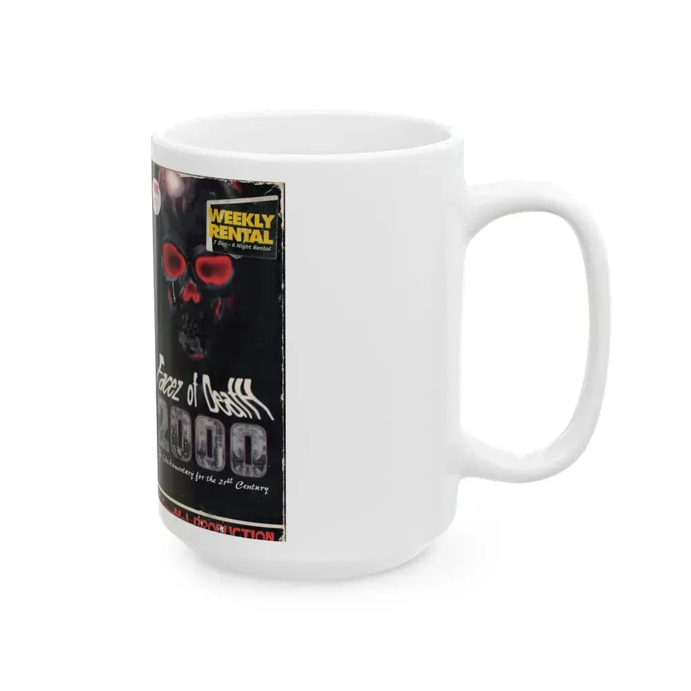 FACEZ OF DEATH 2000 THE SHOCKUMENTARY FOR THE 21ST CENTURY GORE MET PRODUCTIONS (VHS COVER) - White Coffee Mug - Go Mug Yourself