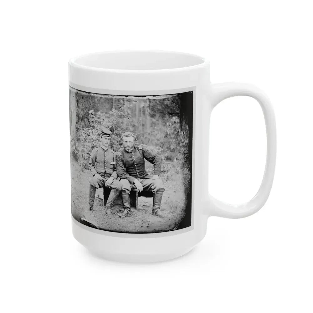 Fair Oaks, Va. Lt. James B. Washington, A Confederate Prisoner, With Capt. George A. Custer Of The 5th Cavalry, U.S.A. (U.S. Civil War) White Coffee Mug - Go Mug Yourself