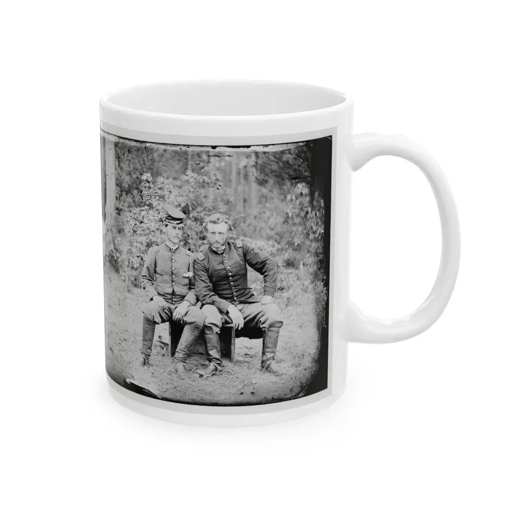 Fair Oaks, Va. Lt. James B. Washington, A Confederate Prisoner, With Capt. George A. Custer Of The 5th Cavalry, U.S.A. (U.S. Civil War) White Coffee Mug - Go Mug Yourself