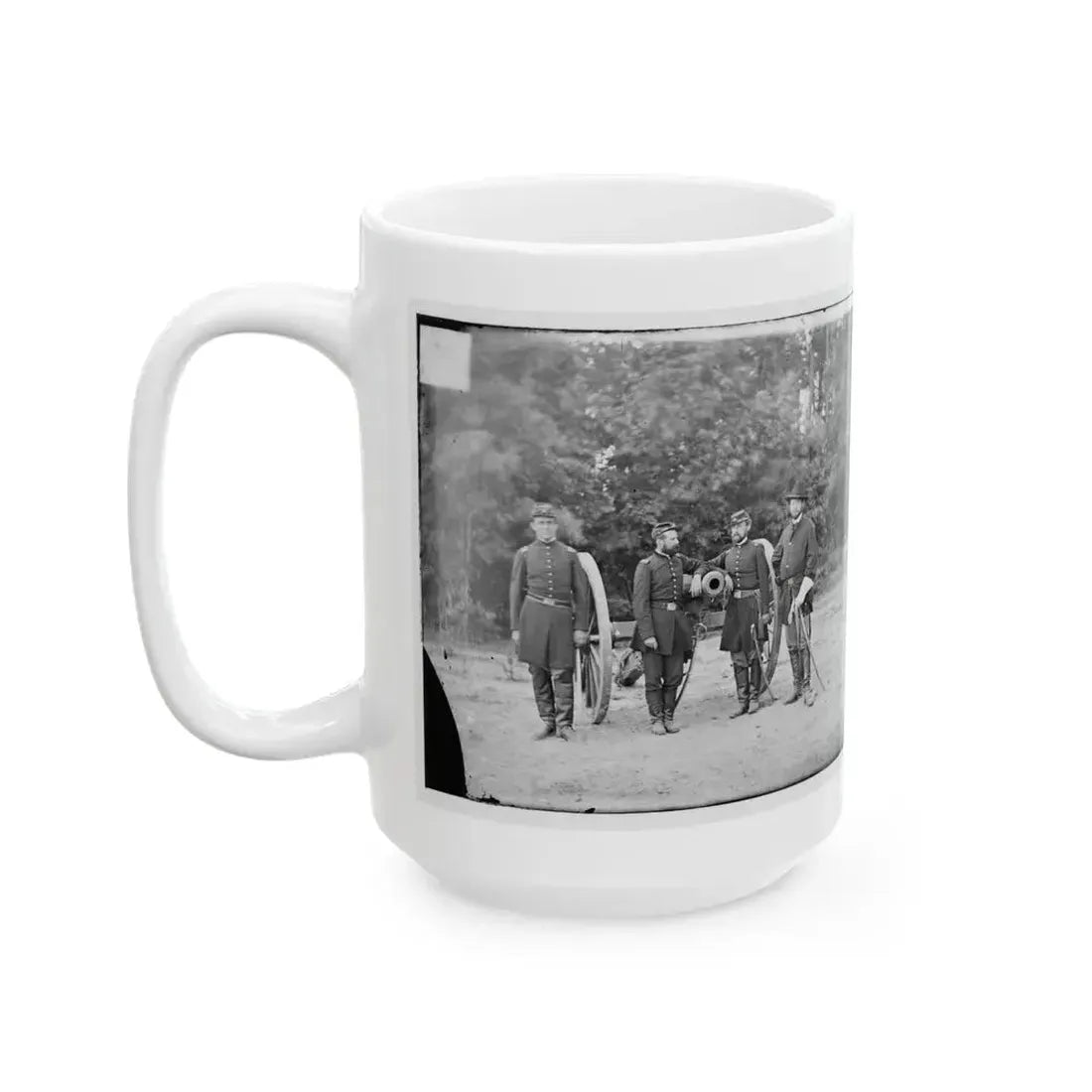 Fair Oaks, Va., Vicinity. Capt. Horatio G. Gibson (Second From Left) And Officers Of His Battery (U.S. Civil War) White Coffee Mug - Go Mug Yourself
