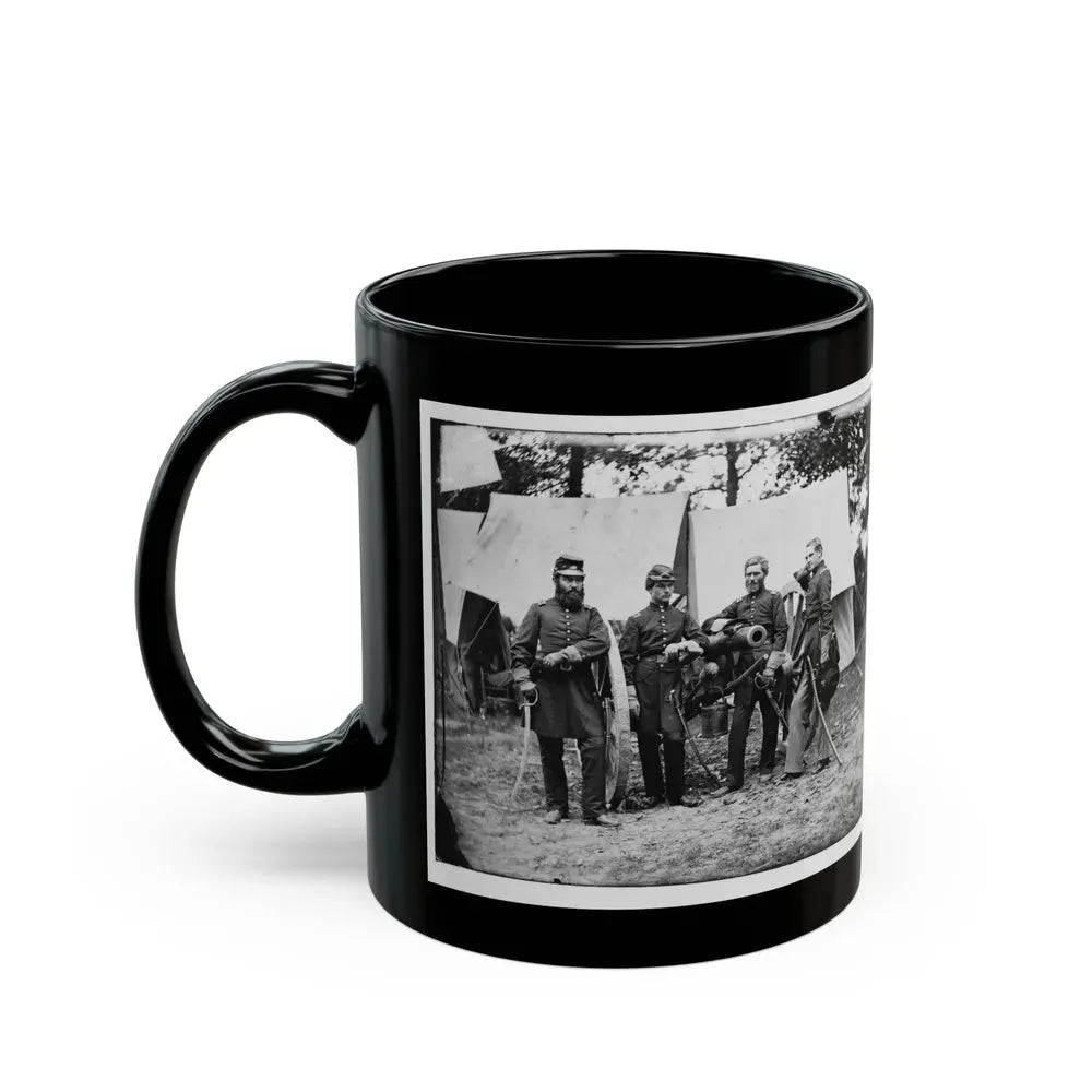 Fair Oaks, Va., Vicinity. Capt. James M. Robertson (Third From Left) And Officers (U.S. Civil War) Black Coffee Mug - Go Mug Yourself