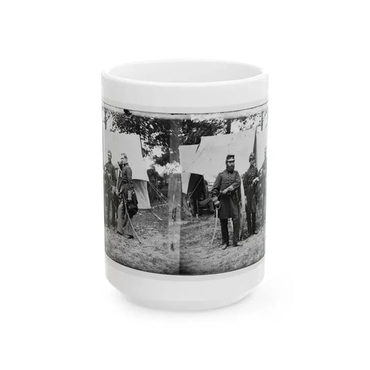 Fair Oaks, Va., Vicinity. Capt. James M. Robertson (Third From Left) And Officers (U.S. Civil War) White Coffee Mug 15oz - Go Mug Yourself