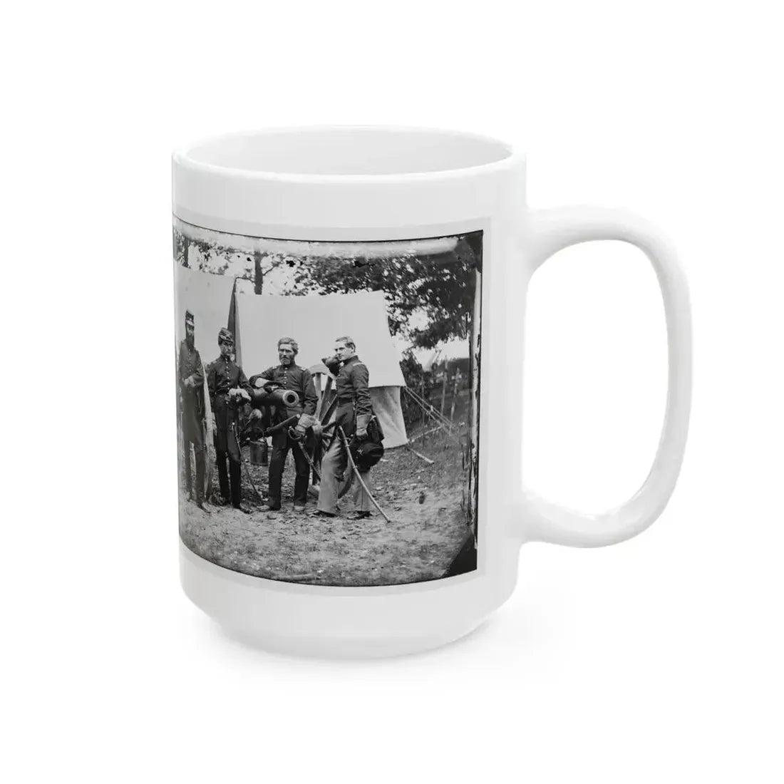 Fair Oaks, Va., Vicinity. Capt. James M. Robertson (Third From Left) And Officers (U.S. Civil War) White Coffee Mug - Go Mug Yourself