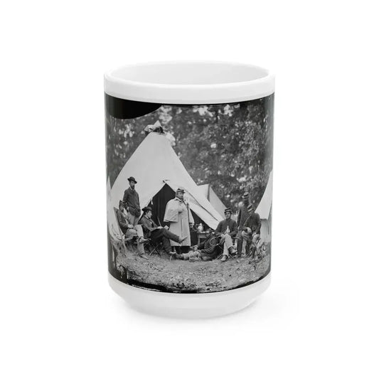 Fairfax Court House, Virginia. Capt. J.B. Howard, A.Q.M. And Group At Headquarters, Army Of The Potomac (U.S. Civil War) White Coffee Mug 15oz - Go Mug Yourself