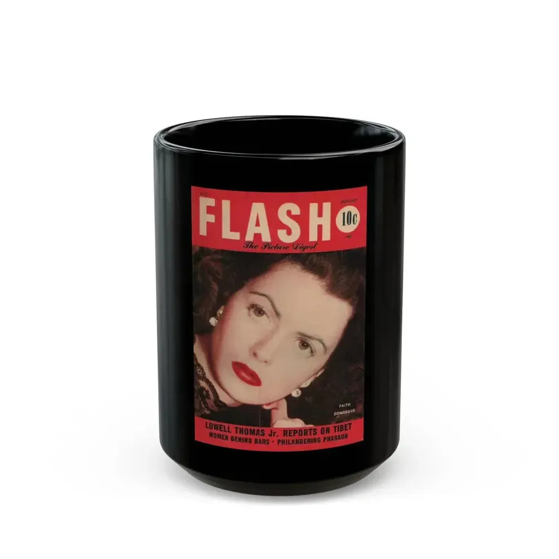 Faith Domergue #10 - Mag. Cover (Vintage Female Icon) Black Coffee Mug 15oz - Go Mug Yourself