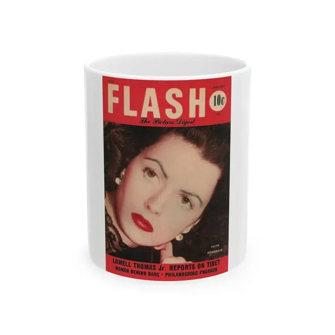 Faith Domergue #10 - Mag. Cover (Vintage Female Icon) White Coffee Mug 11oz - Go Mug Yourself