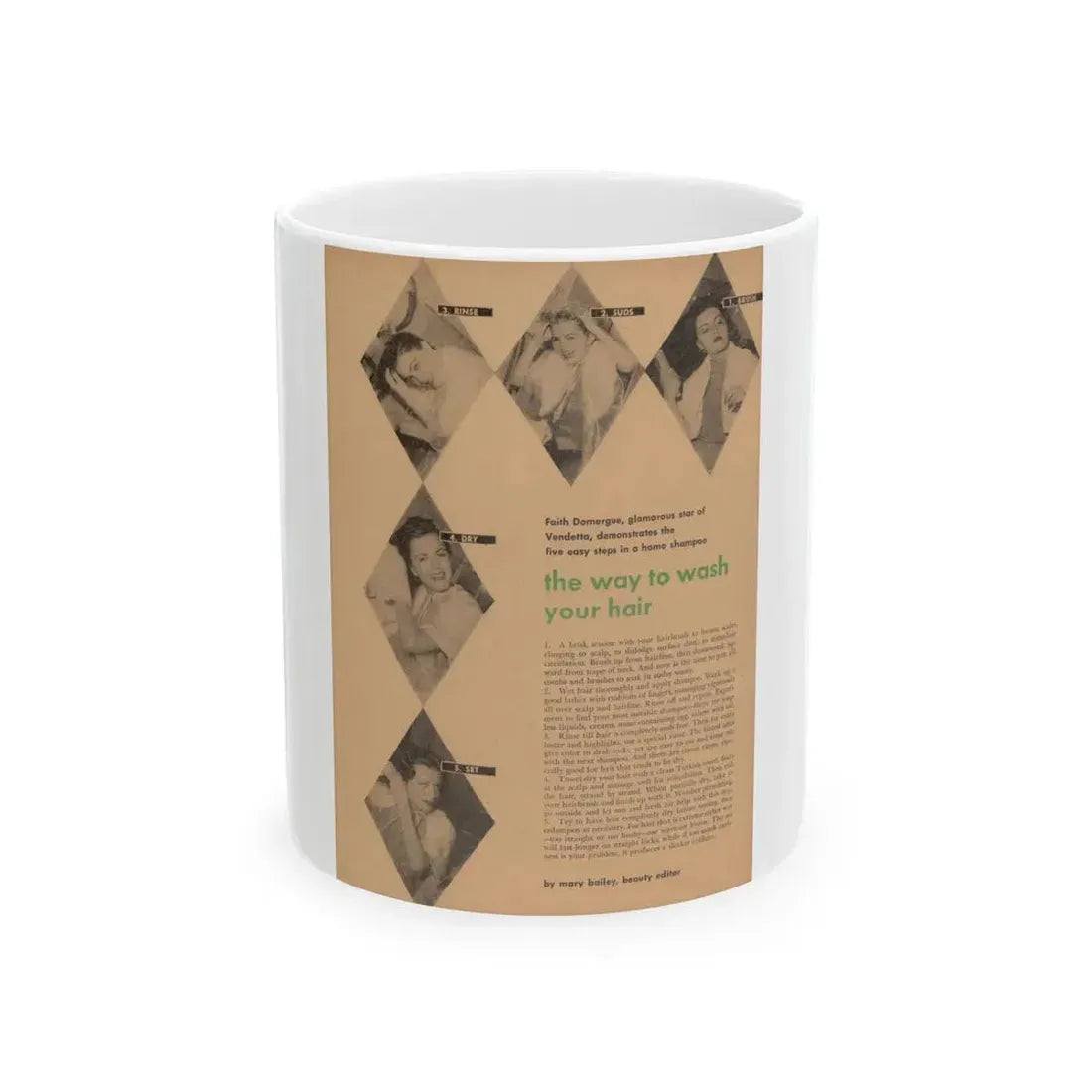 Faith Domergue #226 - Shampoo Advertisement Featuring, Faith from 50's (Vintage Female Icon) White Coffee Mug 11oz - Go Mug Yourself