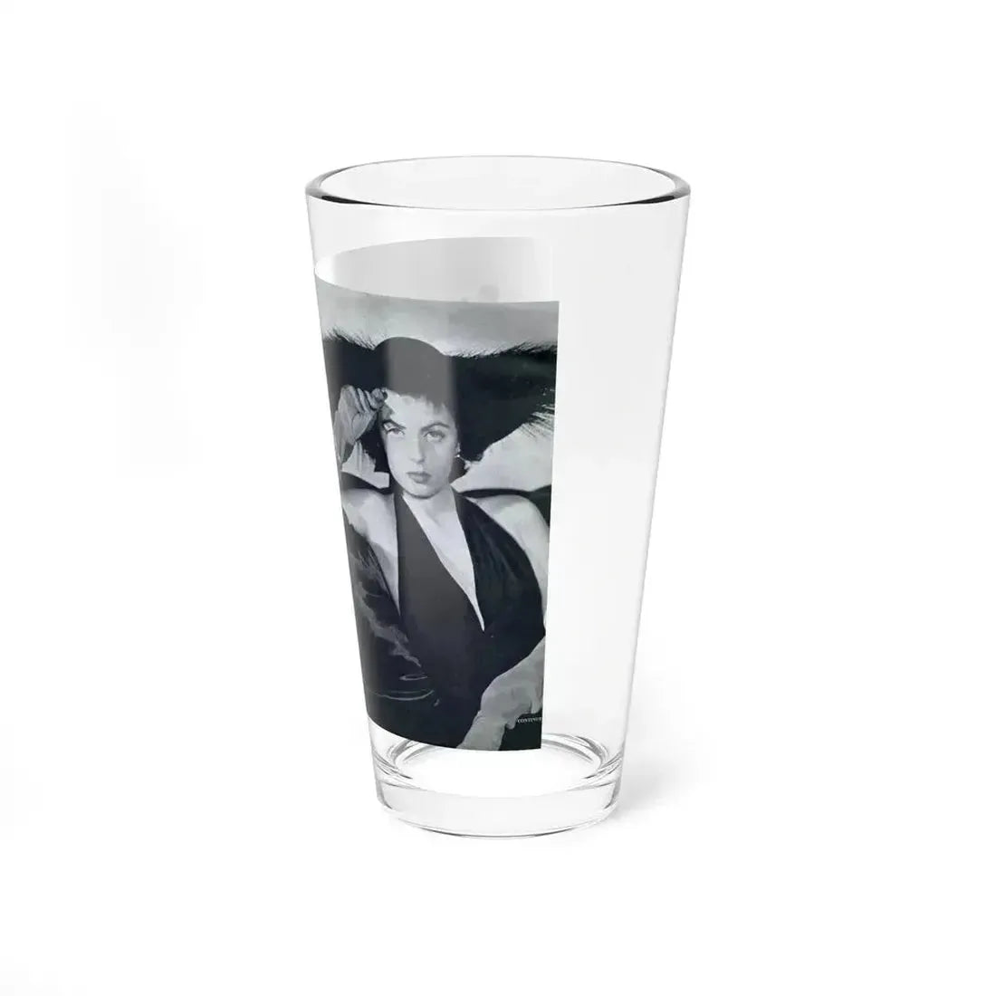 Faith Domergue #227 - Pages 58 & 59 Pages 1 & 2 of 14+1 B&W Photo & Long Article on her from Pageant Digest Mag. April '51 (Vintage Female Icon) Pint Glass 16oz - Go Mug Yourself