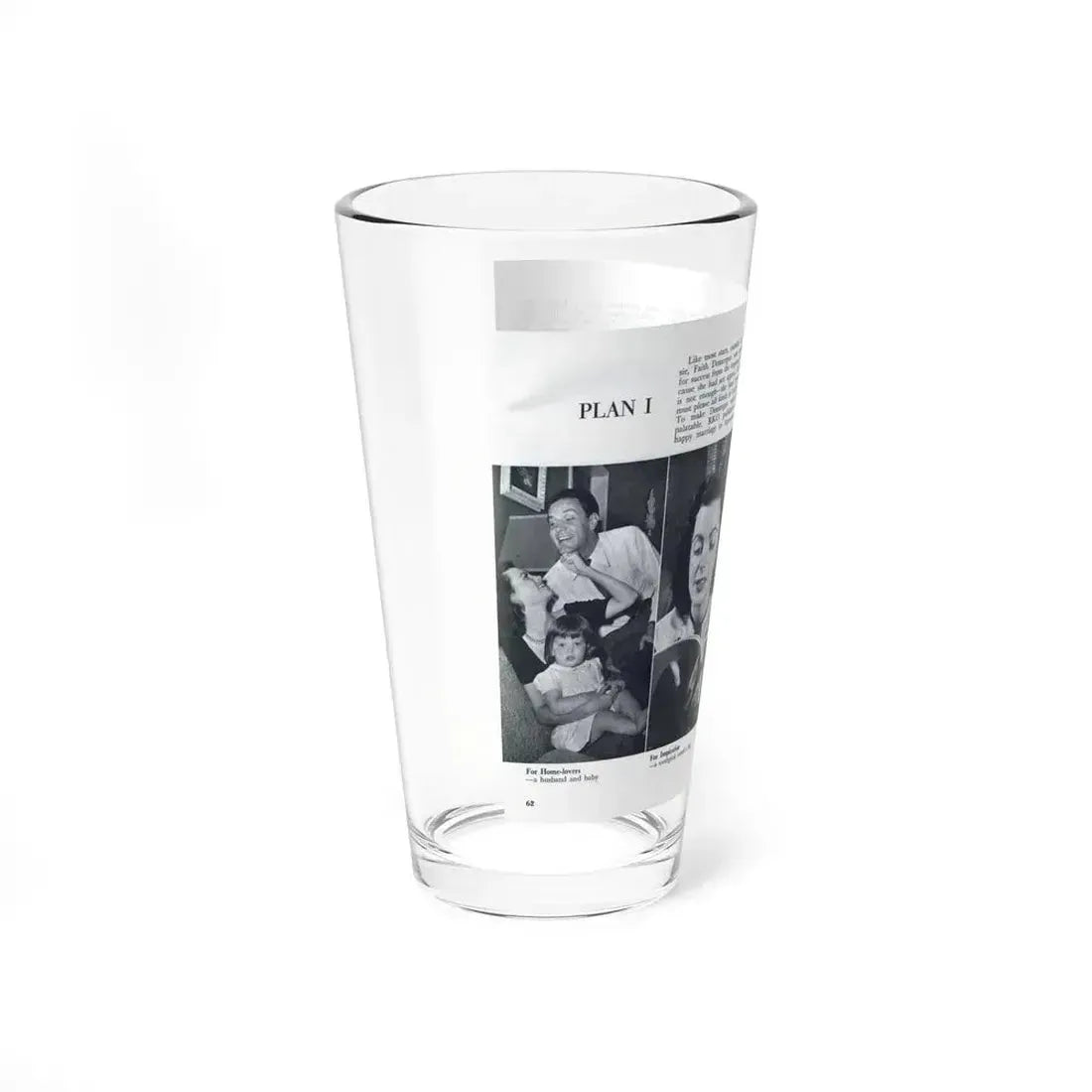 Faith Domergue #229 - Pages 62 & 63 Pages 5 & 6 of 14+4 B&W Photos & Long Article on her from Pageant Digest Mag. April '51 (Vintage Female Icon) Pint Glass 16oz - Go Mug Yourself