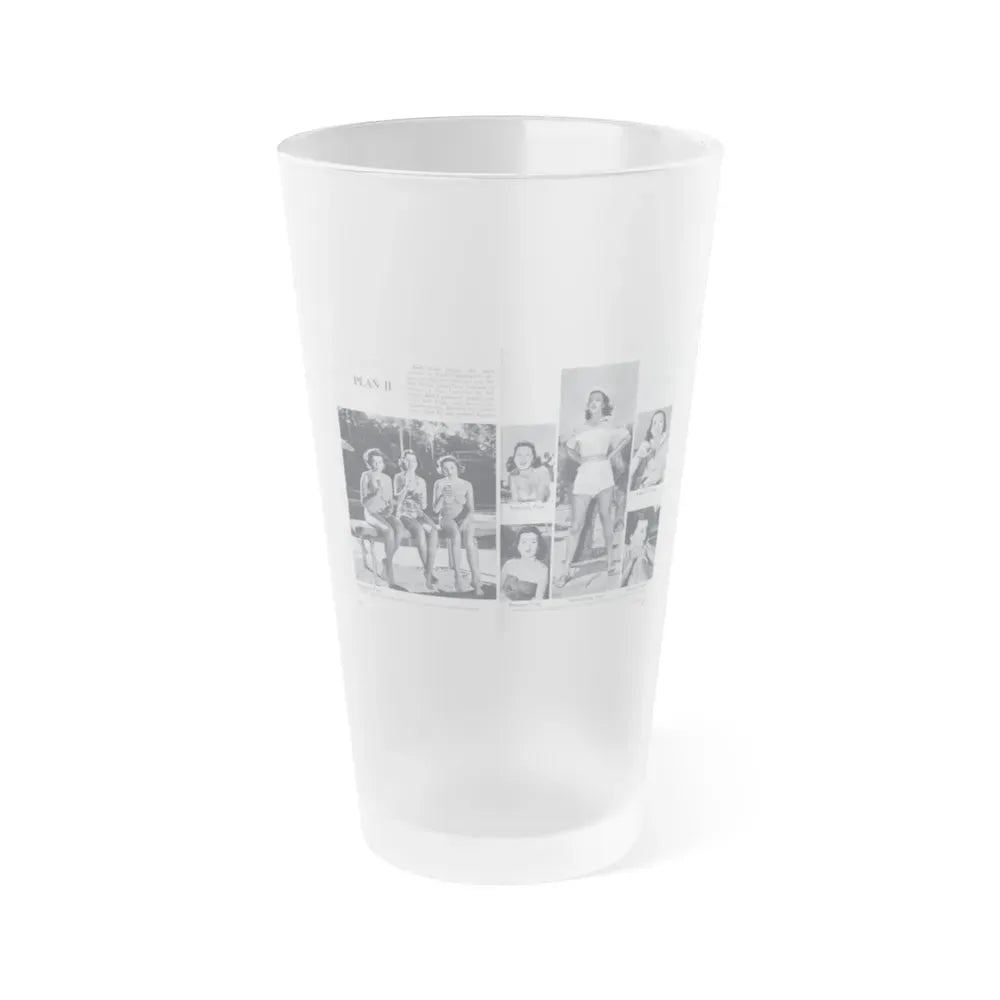 Faith Domergue #230 - Pages 64 & 65 Pages 7 & 8 of 14+6 B&W Photos & Long Article on her from Pageant Digest Mag. April '51 (Vintage Female Icon) Frosted Pint Glass 16oz 16oz Frosted - Go Mug Yourself