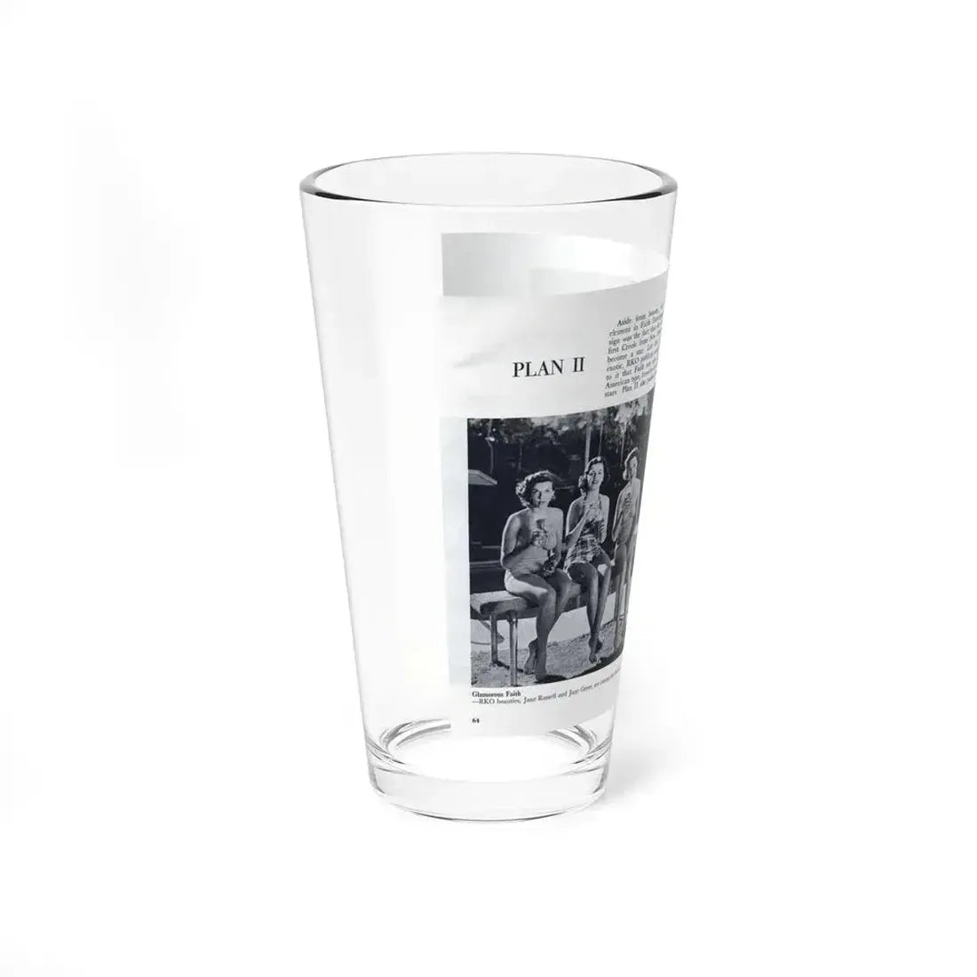 Faith Domergue #230 - Pages 64 & 65 Pages 7 & 8 of 14+6 B&W Photos & Long Article on her from Pageant Digest Mag. April '51 (Vintage Female Icon) Pint Glass 16oz - Go Mug Yourself